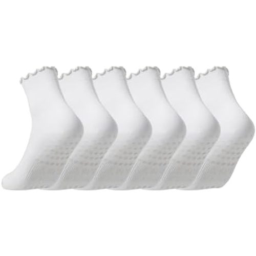 CoolMate 2/3/4 Pairs Pilates Socks with Grips for Women, Cute Yoga Socks, Crew Non Slip Women for Barre, Pilates Gifts