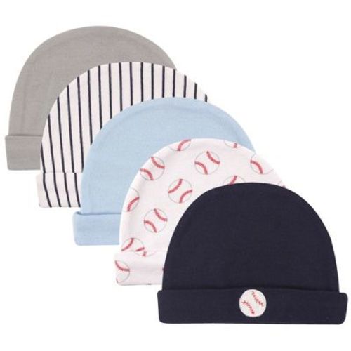 Luvable Friends Baby Boy Cotton Caps 5pk, Baseball, 0-6 Months