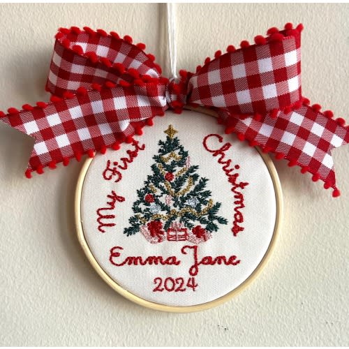 Baby’s first Christmas ornament - RED bow
