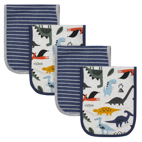 4-Pack Baby Boys Dino Terry Burp Cloths