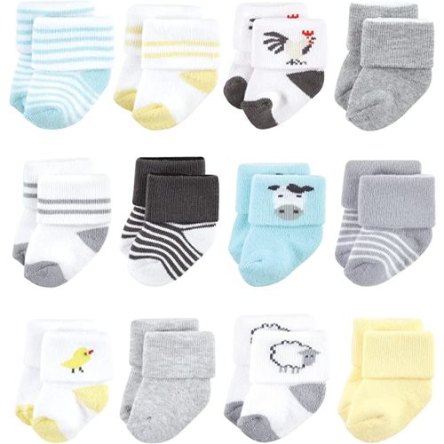 Hudson Baby Baby Girls' Cotton Rich Newborn and Terry Socks