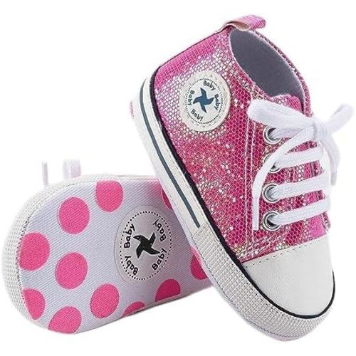 Baby Girls Boys Shoes Soft Anti-Slip Sole Newborn First Walkers High Top Canvas Denim Unisex Infant Sneaker