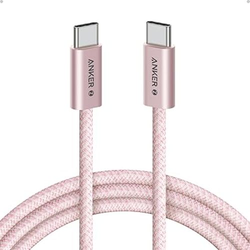 Anker Zolo USB C to USB C Cable, Braided and Dirt-Free Type C Fast Charging Cable, Slim Connector, for iPhone 16 Series, MacBook (240W) (Pink, 6ft)