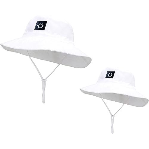 2Pcs Parent-Child Sun Hat,Smile Face UPF 50+ Toddler Bucket Hat for Mother&Baby Boys Girls Beach Hat