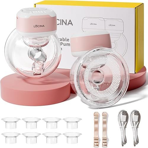 Wearable Breastfeeding Pump Hands Free of Long Battery Life, Portable Electric Breast Pump with 3 Modes and 9 Levels, LED Display, Anti-backflow, 16/18/20/22/24mm Flanges & Inserts, 2 Pack (Pink)