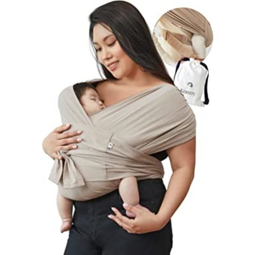 Konny Baby Carrier Flex - Adjustable Carrier Wrap, Easy to Wear and Wrap Baby Sling, Baby Wrap Carrier, Perfect for Newborn Babies up to 44 lbs, Mother's Day Gifts (XS-XL) - Beige