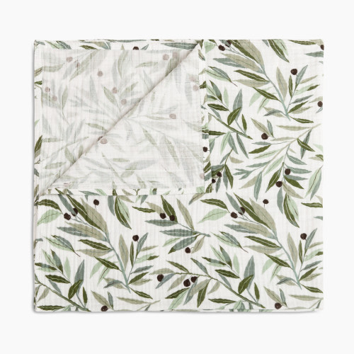 babyletto Swaddle in GOTS Certified Organic Muslin Cotton - Olive Branches