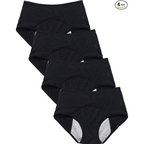 WBEAUTALLOVE Womens Mesh Period Panties High Waisted Menstrual Leak Proof Underwear Incontinence Protective Briefs(H-4-4-1,Large)
