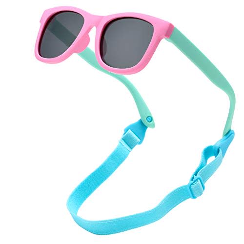 COASION Bendable Flexible Polarized Newborn Baby Sunglasses with Strap for Infant Boys Girls Age 0-12 Months CA8042