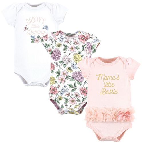 Hudson Baby Infant Girl Cotton Bodysuits, Vintage Blossom Tutu, 0-3 Months