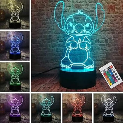 Stitch Night Light, Stitch Gifts - 3D LED Intelligent Remote Control Stitch Lamp 16 Color Stitch Light for Christmas Stitch Gifts Children's Room Decoration Holiday Gifts