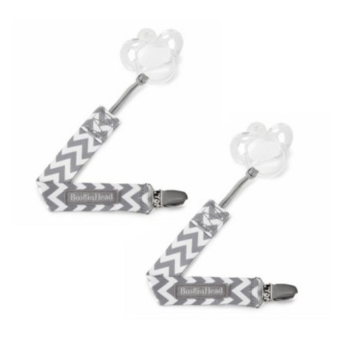 BooginHead 2pk PaciGrip Pacifier Clip Holder, Color: Gray Chevron