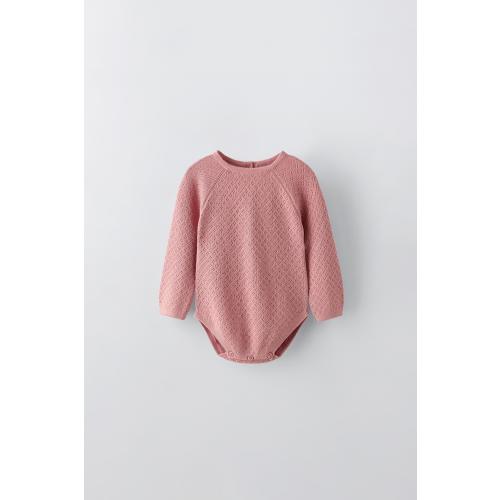 WOOL BLEND KNIT BODYSUIT - Pink | ZARA United States