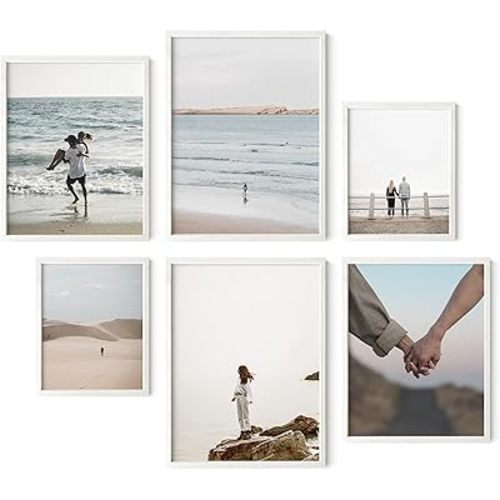 HAUS AND HUES White Frames for Gallery Wall - Set of 6 Picture Collage Frames for Wall, picture Frame Sets for Wall Collage, Gallery Wall Frame Set (Two 8x10, Two 11x14, Two 12x16 Framed White)