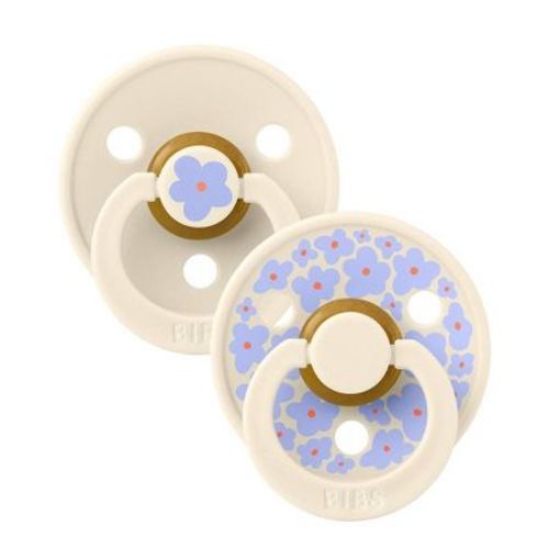 Bibs Studio Collection Colour Jasmine Floral Latex Pacifier 0-6 Months - Jasmine Ivory Mix - 2pk