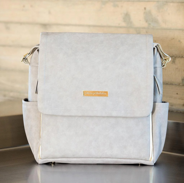 Boxy Backpack in Grey Matte Leatherette