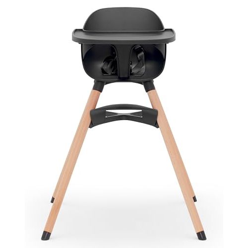 Lalo The Chair Convertible 3-in-1 High Chair - Wooden High Chair for Babies & Toddlers, Baby High Chair with Dishwasher Safe Tray, Adjustable Footrest, Licorice