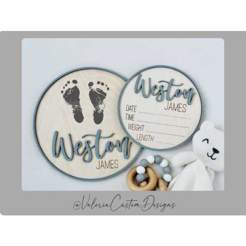 Baby Announcement Sign, Baby Name Sign for Hospital, Birth Announcement Sign, Footprint keepsake, Birth Stat Sign, Newborn Announcement Sign