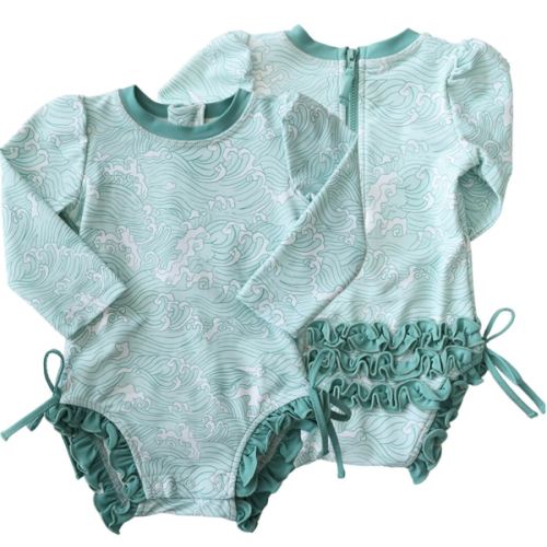 Long Sleeve Rash Guard With Ruffle Bottom