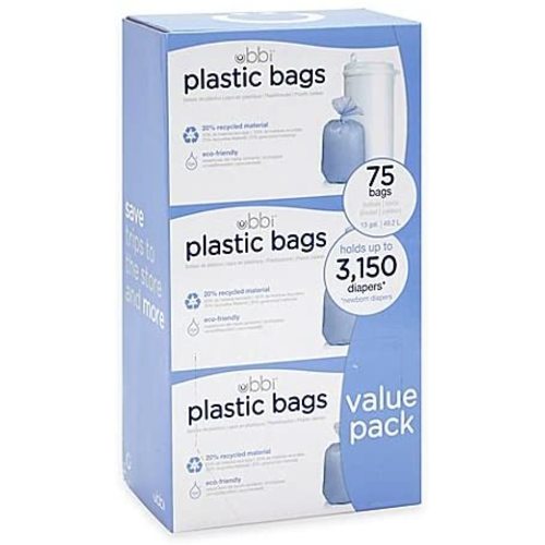 Ubbi Diaper Pail 75-Count Value Pack Plastic Bags (3 Pack)