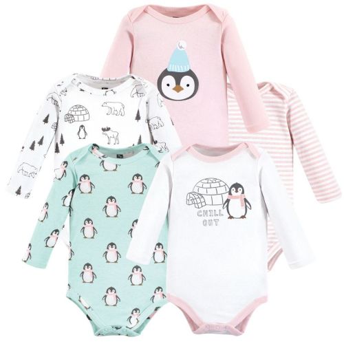 Hudson Baby Infant Cotton Long-sleeve Bodysuits, 0-3 Months