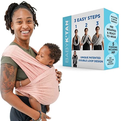 Active Yoga Baby K'tan Baby Carrier Wrap: #1 Easy Pre-Wrapped Baby Sling | Soft Yoga Fabric | UVA/UVB Infant Sun Protection | Breathable Quick Drying | Newborn to Toddler up to 35lb (See Size Chart) - Large (16-20) - Yoga Coral