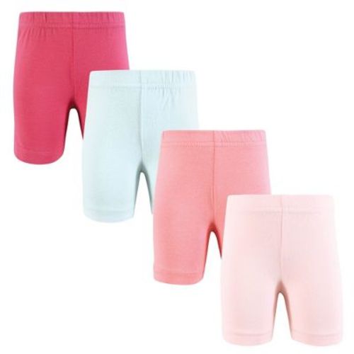 Hudson Baby Infant Girls Shorts Bottoms 4-Pack, Mint Coral