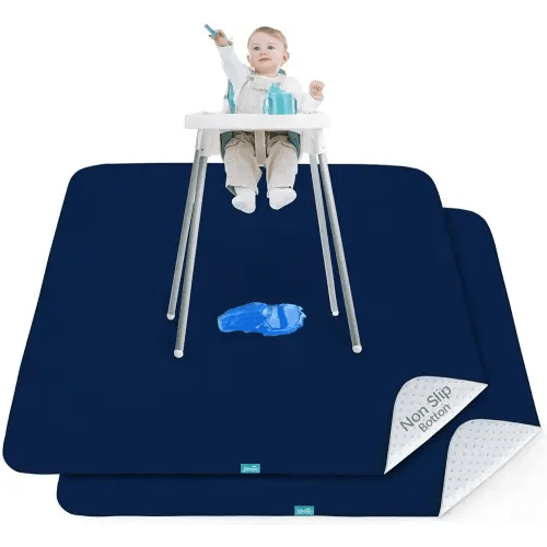 Splat Mat 2 Pack for Under High Chair & Arts & Crafts & Eating Mess, Waterproof 42''×46'' Baby Playtime Anti-Slip High Chair Mat for Floor or Table, Reusable & Portable Splash Mat for Under High Chair