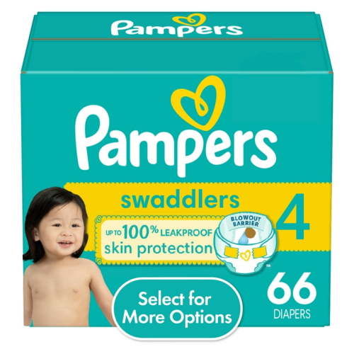 Pampers Swaddlers Size 4 Diapers, 66 Count - Leak Protection, Hypoallergenic, Dermatologist Approved