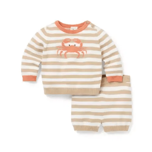 Baby White Stripe Baby Striped Crab Sweater Set by Janie and Jack