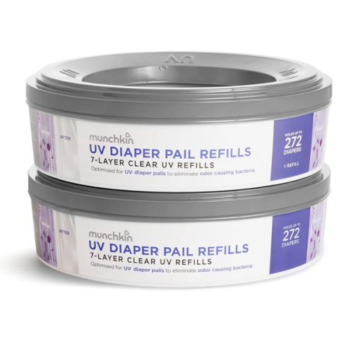 Munchkin® UV Diaper Pail Refill Rings, Holds up to 544 Newborn Diapers, 2 Pack