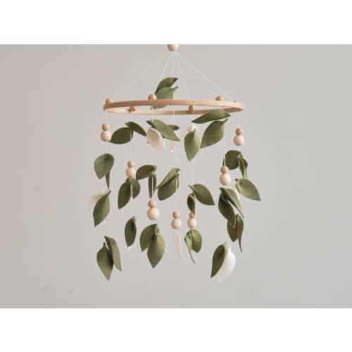 Baby forest mobile, Green floral nursery mobile, Leaf crib mobile, Neutral mobile, Hanging mobile, Green mobile, Baby shower gift