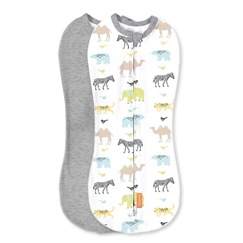SwaddleMe Pod – Size Newborn, 0-2 Months, 2-Pack (Lil Wild One) No Wrap Zip-Up Newborn Swaddle Creates A Cozy Feeling for Baby and Helps Prevent Startle Reflex - Lil Wild One 2pk