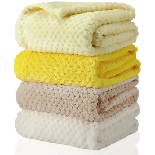 Frienda 4 Pcs Baby Fuzzy Blanket Fluffy Baby Blanket for Boys Girls Soft Warm Infant Newborn Toddler Receiving Nursery Bed Supplies, 32 x 24 Inch(Yellow Color)