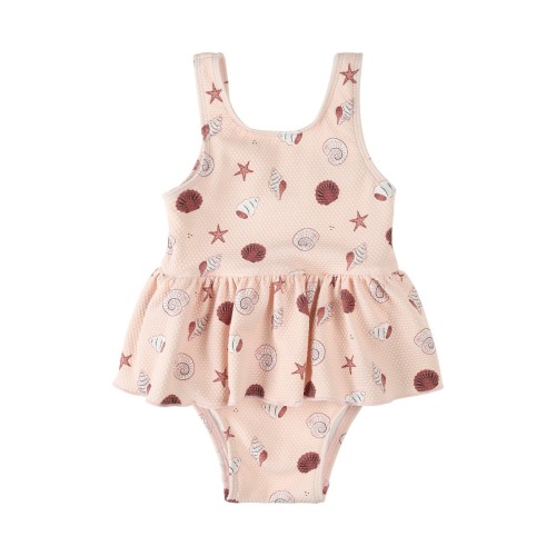 Shell Print Skirted One-Piece Swimsuit, 3-6M