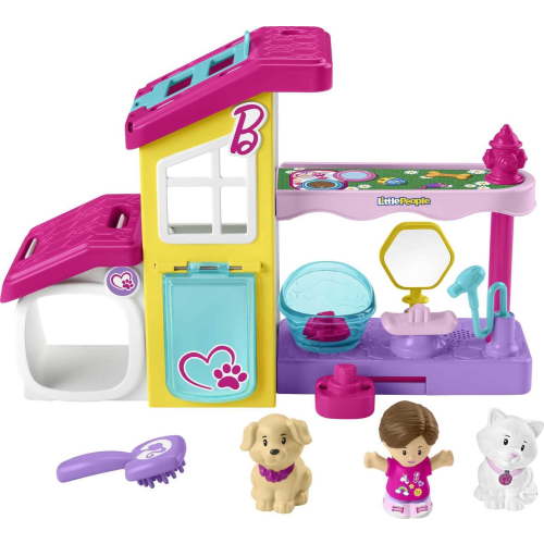 Fisher-Price Barbie Pet Spa Playset, Little People Musical Toddler Toy Set, 4 Pieces