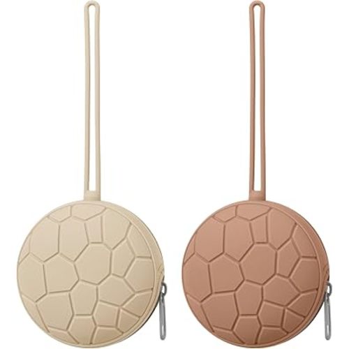 Silicone Pacifier Holder Case, BPA-Free Newborn Baby Silicone Pacifier Holder for Boys & Girls, Portable Silicone Pacifier Container Case (Sand/Natural)