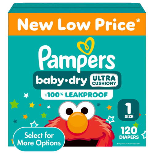 Pampers Baby Dry Diapers Size 1, 120 Count with Ultra Cushioning