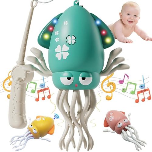 Electric Crawling Dancing Octopus Toy for Walking Baby Boy Girl 0-6 6-12 12-18 Months, Infant Tummy Time Musical Magic Dancing Squid Toy for 3 4 5 6 7 8 9 10 11 12 Toddler 1st Birthday Gift