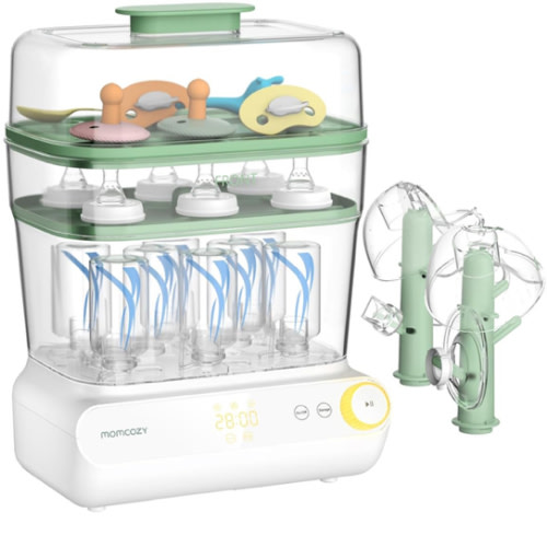 Momcozy 3 Layers Large Bottle Sterilizer and Dryer, Fast Sterilize and Dry, Universal Bottle Sterilizer for All Bottles & Breast Pump Accessories, Touch Screen & Auto-Off Bottle Sanitizer