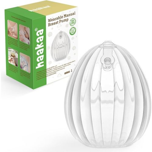 haakaa Wearable Manual Breast Pump with plug | Hands-Free, Kick-Proof, Portable | More Fit & Soft| Unique Shell Design, Silicone Breastfeeding Milk Catchers,2.5oz/75ml,1 Count - 2.5oz/75ml-1pc