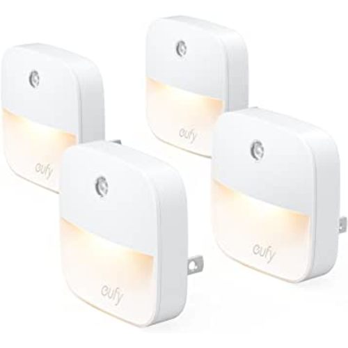 eufy by Anker, Plug-in Night Light, Warm White LED, Dusk-to-Dawn Sensor, Bedroom, Bathroom, Kitchen, Hallway, Stairs, Energy Efficient, Compact, Light 4-Pack