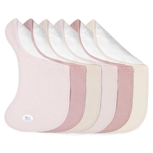 lulumoon Muslin Burp Cloths for Babies: 100% Soft Cotton Large Burping Cloths - Neutral Baby Burp Rags for Boy and Girl - Absorbent Burp Cloth for Spit-Ups 6 Pack