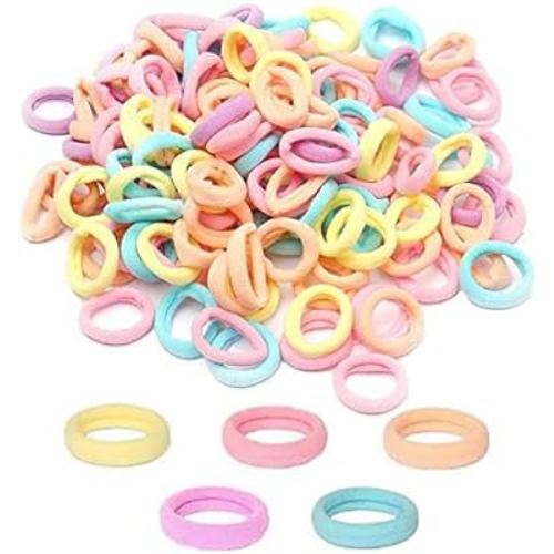 200Pcs Baby Hair Ties, Soft Cotton Toddler Hair Ties for Girls and Kids, 1 Inch Multicolor Seamless Hair Bands for Kids Girls Gifts