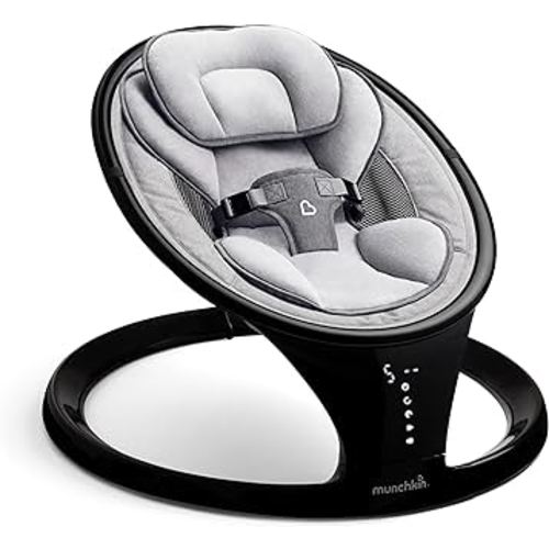 Munchkin® Bluetooth Enabled Lightweight Baby Swing with Natural Sway in 5 Ranges of Motion, Includes Remote Control, Black