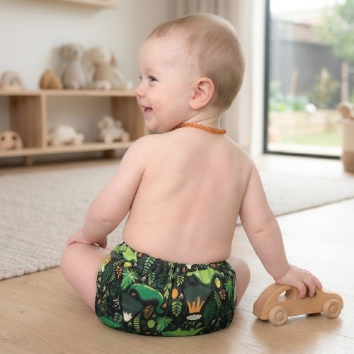 EcoAble Cloth Diaper Starter Kit — Reusable Daytime Set with Waterproof Cover and 3 Bamboo Inserts (10–35 lbs)