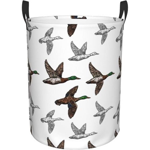 Laundry Basket Mallard Duck Room Decor,Round Laundry Hamper Waterproof Dirty Clothes Hamper Collapsible Laundry Baskets With Handles,Toy/Clothes Storage Basket For Home Dorm Bathroom Decor