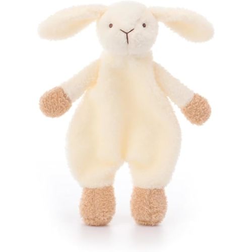 Apricot Lamb Stuffed Animals Security Blanket White Bunny Rabbit Infant Nursery Character Blanket Luxury Snuggler Plush(White Bunny, 10 Inches)
