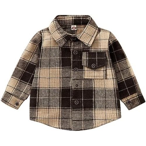Toddler Baby Boy Girl Shirt Flanne Jacket Plaid Long Sleeve Button Down Shirt Kids Fall Winter Shacket Kids Coat