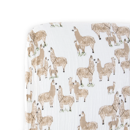 Cotton Muslin Crib Sheet - Llama Llama